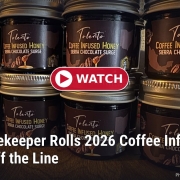 Fostoria News Local beekeeper's 2026 coffee-infused honey jars on display.
